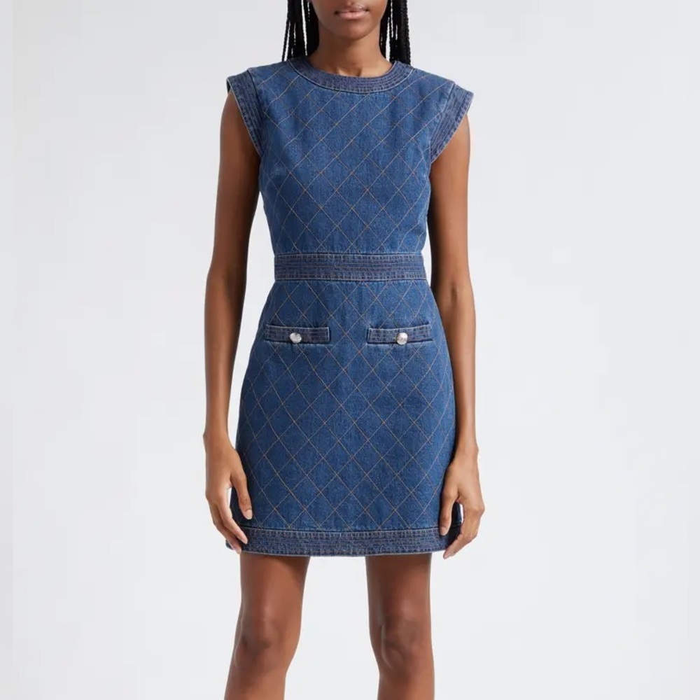 Veronica Beard Ginny Denim Quilted Mini Dress